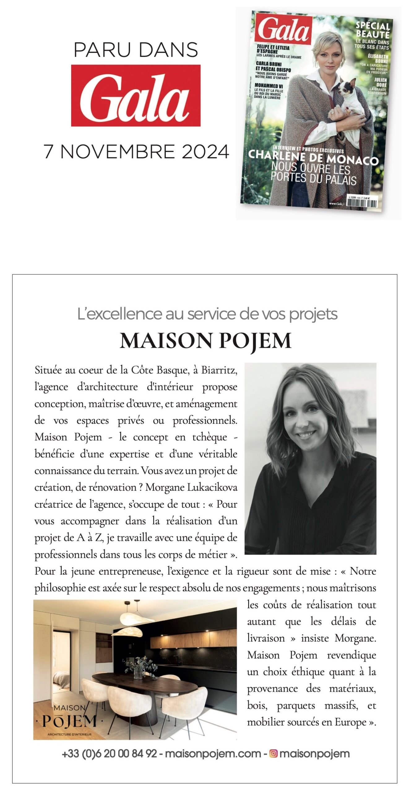 Maison Pojem dans le Magazine Gala - Architecte d'intérieure Pays Basque.